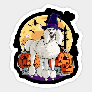 Standard Poodle Halloween Witch Pumpkin Sticker